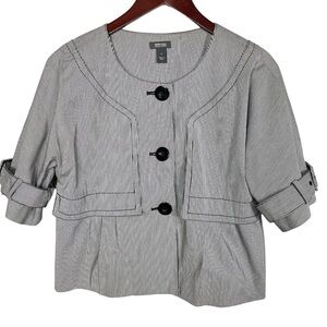 Kenneth Cole Reaction Striped Button Front Cotton Blend Shirt Jacket Top Size 6